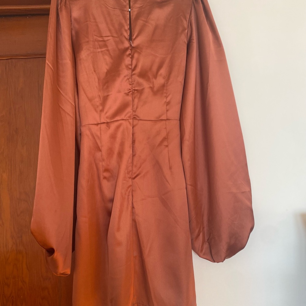 Petal & Pup Red Ruched Sheath Dress with Long Bishop Sleeves - Picture 4 of 5